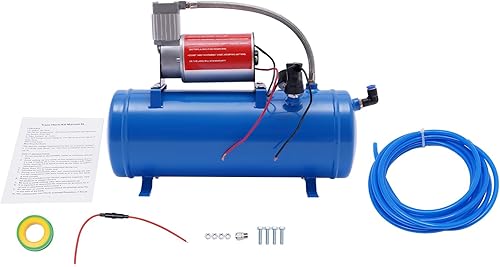 Miniatura 7 de Compresor de aire 100PSI DC 12V con tanque de 6 litros 1.6 galones para cuernos de tren neumáticos de autocaravana, cable de 12.47 pies