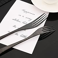 Vista 8 de JASHII Juego de cubiertos mate de 24 piezas de acero inoxidable extra grueso, acabado satinado, servicio para 4 cuchillos de carne duraderos, juego