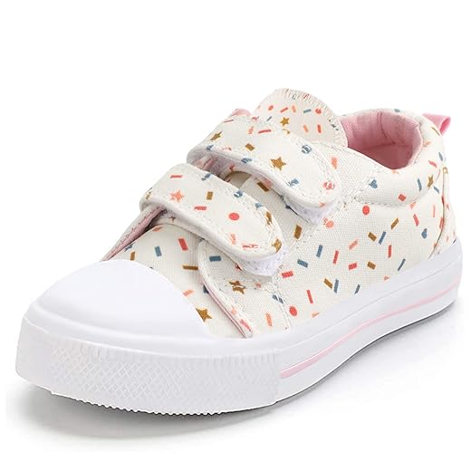 K KomForme Toddler Sneakers for Boys and Girls Dual Hook and Loops Sneakers Baby Canvas Shoes