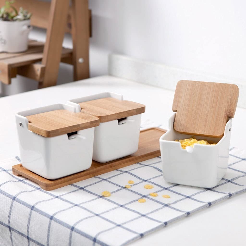 Set di contenitori per condimenti, Set di scatole per condimenti in Ceramica, zuccheriera ad Alta Temperatura, Contenitore per condimenti Quadrato, Contenitore