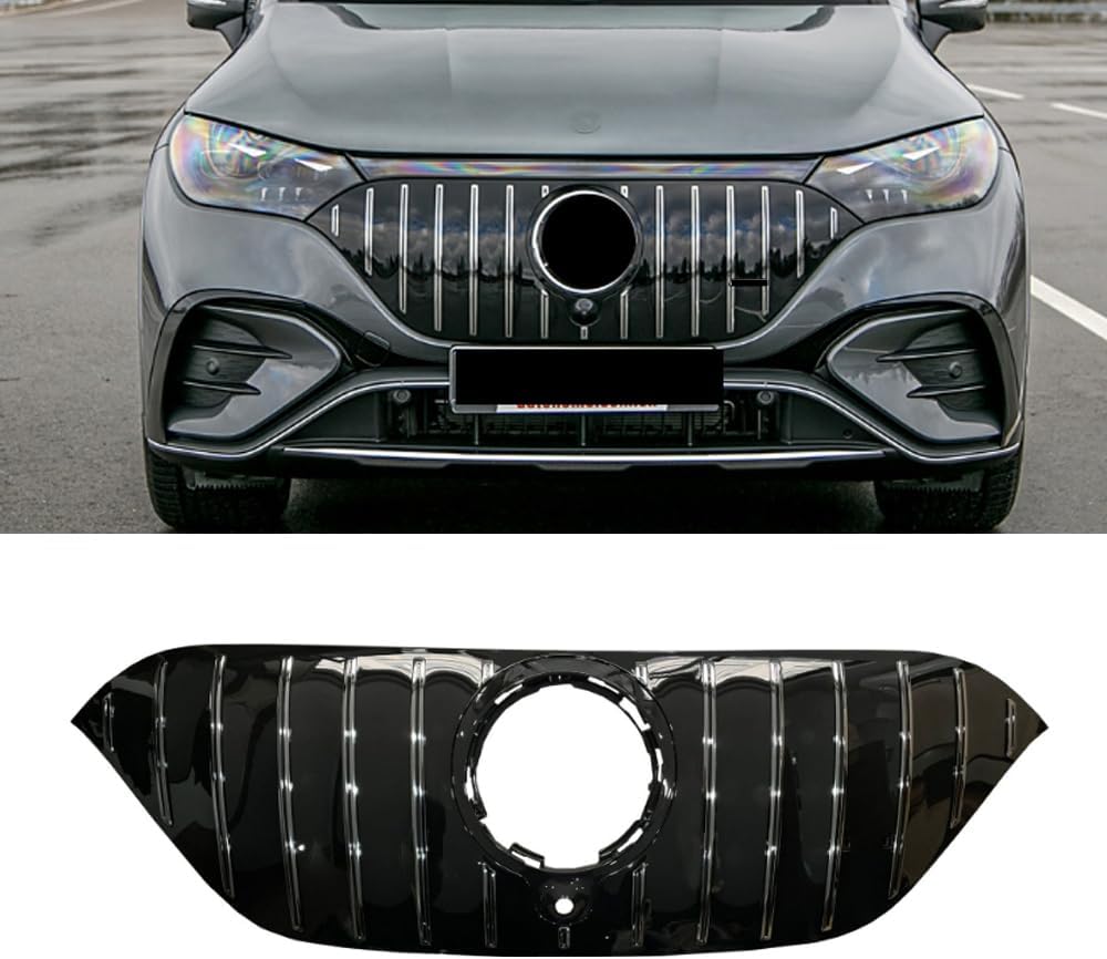 EQE W294 Grille GTR Style ABS Front Bumper Grill Mesh Hood for Mercedes EQE Class SUV EQE350 EQE500 2023+, Black, Maxcar-283