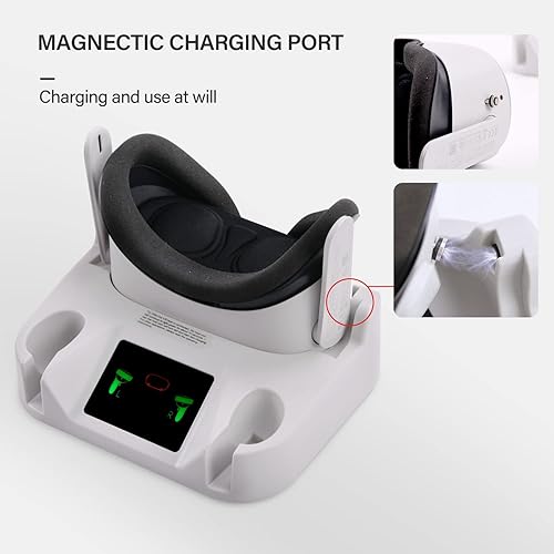 Miniatura 4 de TechKen Base de carga para Oculus Meta Quest 2 estación de carga magnética mejorada con paquete de baterías recargables para agarres Quest 2