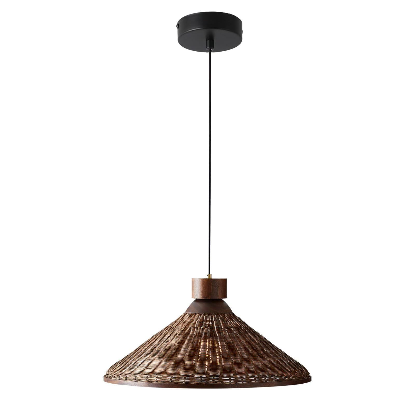Photo 1 of SQUSMAY Rattan Woven Pendant Hanging Lighting Wicker Bamboo Chandelier