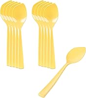 Vista 2 de Restaurantware Cucharas de postre de 4.5 x 1 pulgada, 500 cucharas de degustación desechables, asas resistentes, cucharas de plástico amarillo bebé