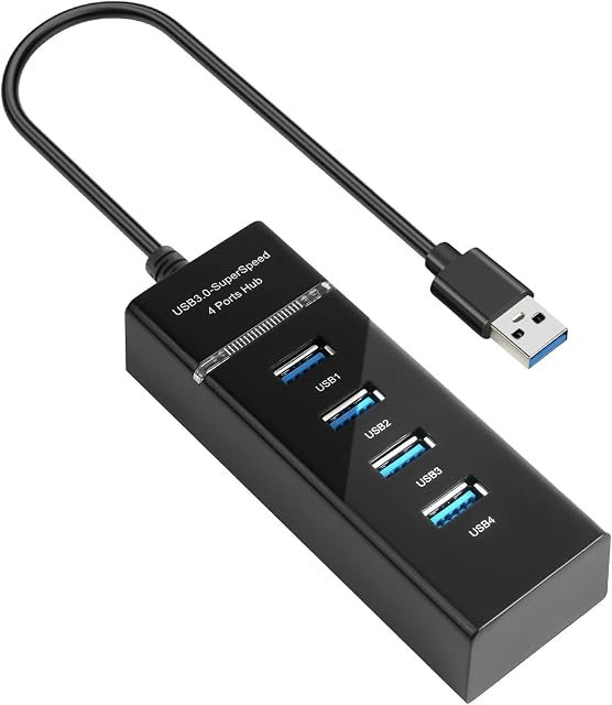 AXFEE Hub USB, 4 porty USB 3.0 Data Hub, USB Multiple Hub, 5Gbps Szybki transfer danych, dla MacBooka, Mac Pro/Mini, iMac, Surface Pro, XPS, USB Flash Drives, PC Notebook, HDD Mobilny
