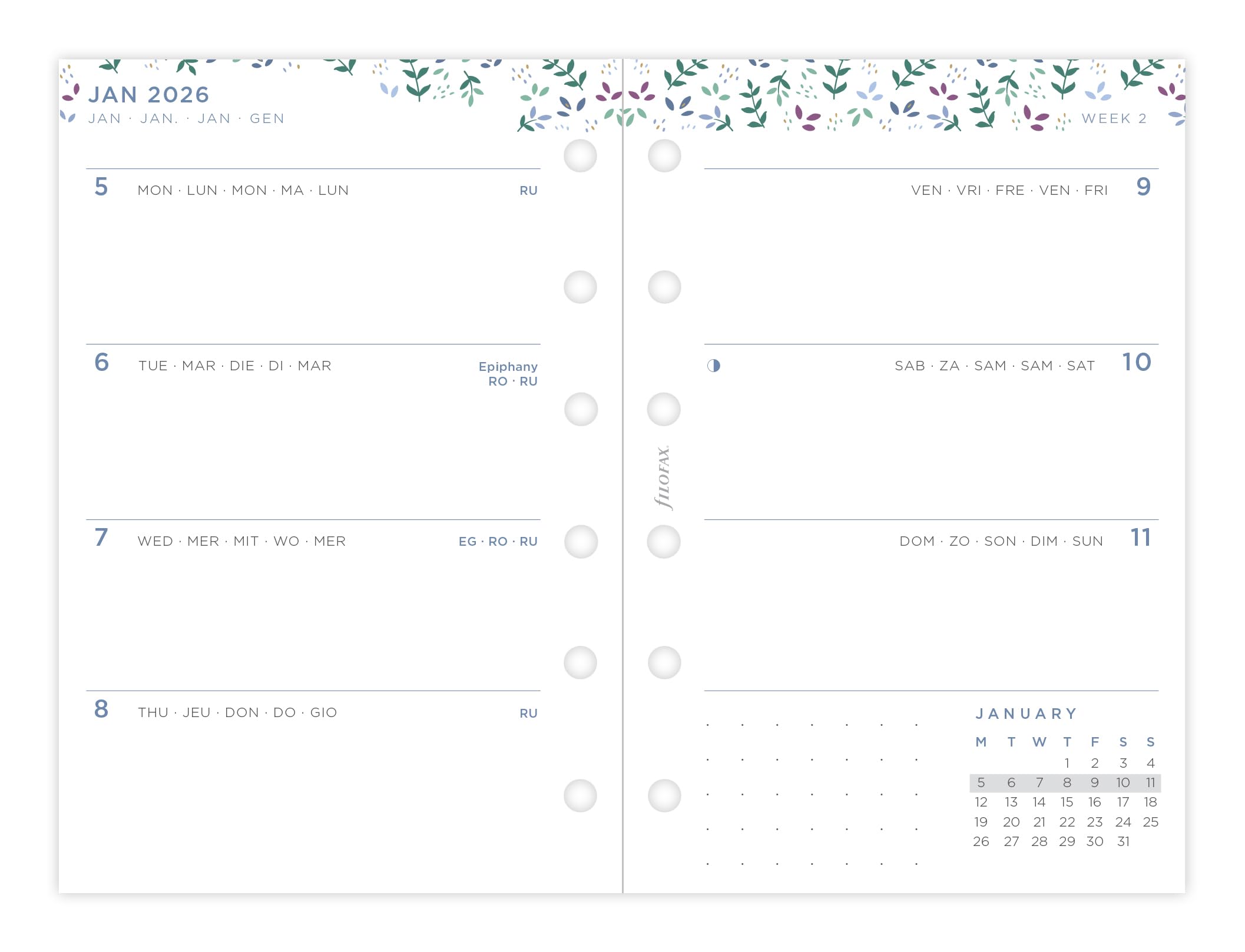 Filofax Pocket Garden week to view 2026 diary 26-68292, White, 81 x 120 - Image 2