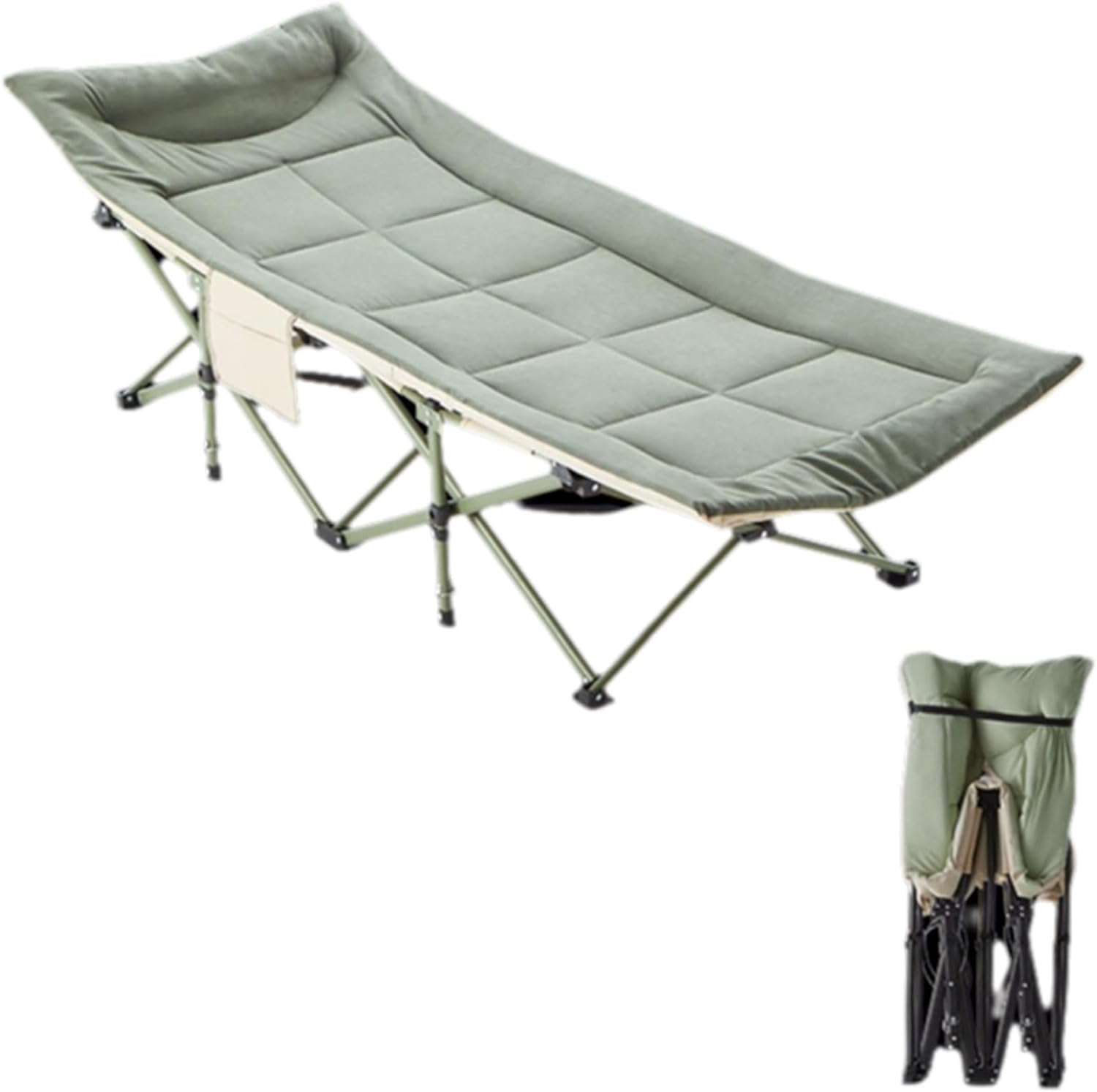 Portable Folding Adult Bed,Adult Folding Bed, Portable Folding Bed with Side Pockets and Mattress Guest Bed Foldable Supported by 25mm Steel Tube Maximum Weight 250kg (551lbs) for Outdoor Tr