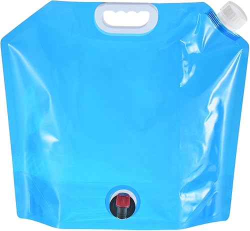 Miniatura 10 de PATIKIL Bolsa de agua plegable de 1.3 galones con espita, jarra de almacenamiento de polietileno, bolsa de agua plegable para camping, senderismo,