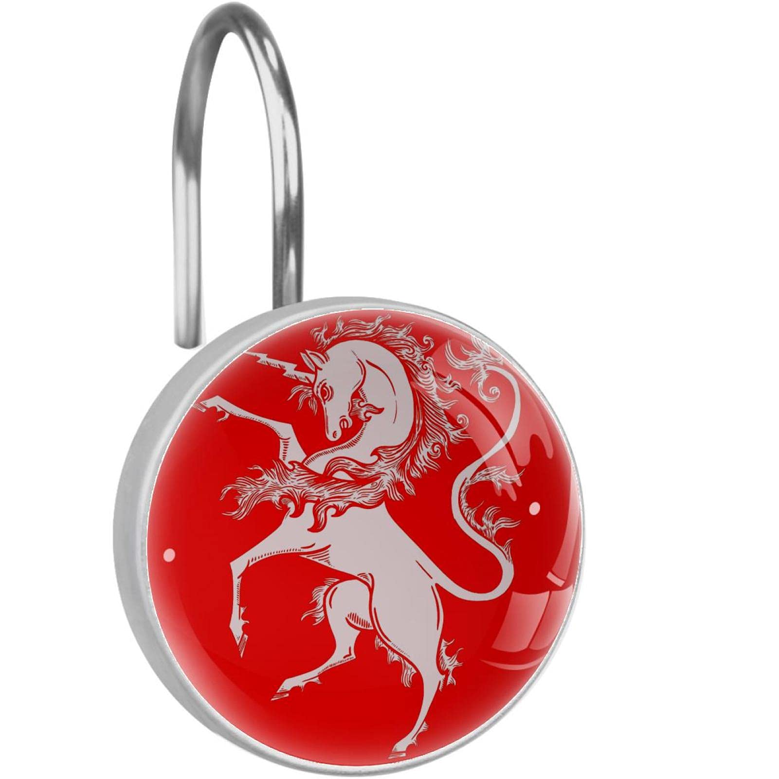 Crochets pour rideau de douche licorne rouge en verre cristal (Lot de 12)