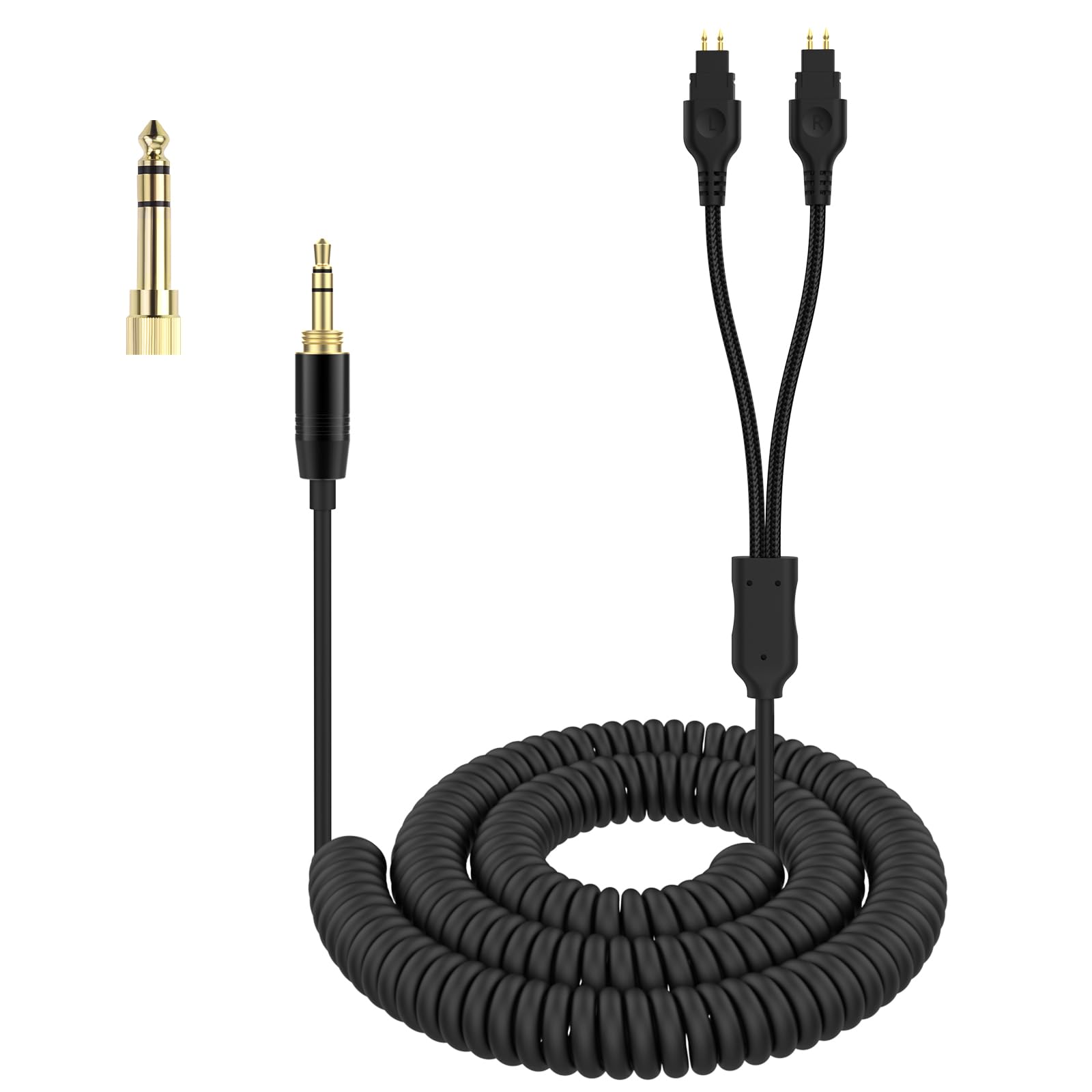 Saipomor HD600 Audio Cable Replacement Coiled Cable Compatible with Sennheiser HD660s HD6xx HD650 HD58X HD580 HD565 HD545 HD535 Headphones(5~10ft)