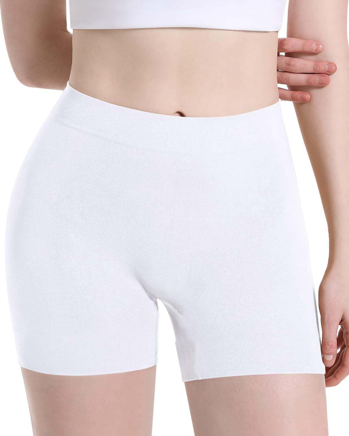 HSR Women's Cotton Ice silk safety pants Mid Waist seamless anti-slip non-curling Shorties/Underskirt Shorts (One size Fit to 30-38 inch)