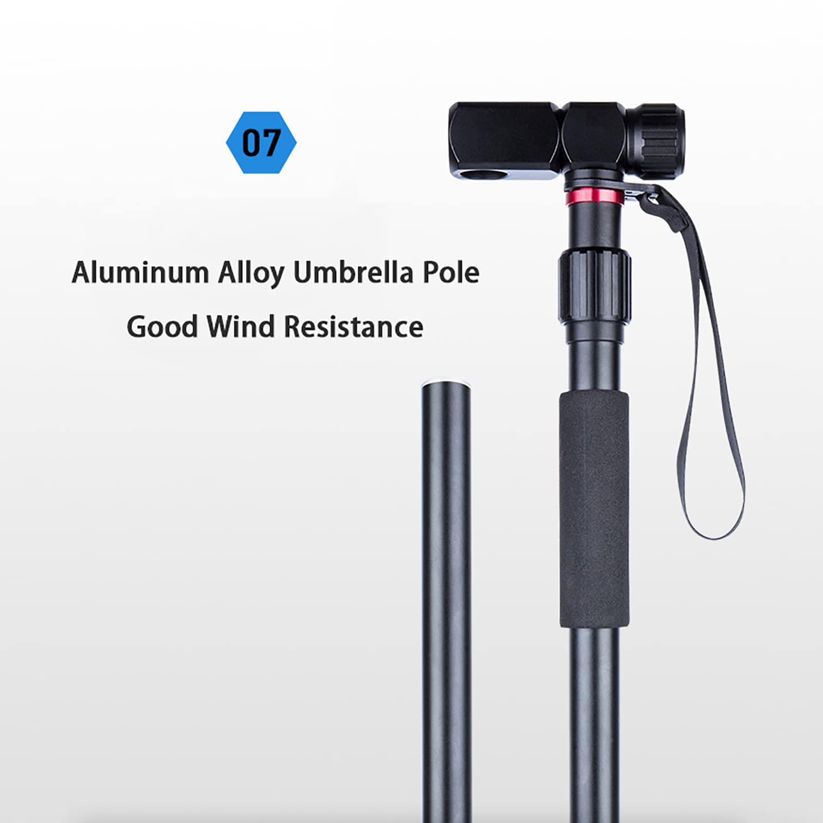 Parapluie de pêche portable UV 50+, réglable, grand universel, coupe-vent et imperméable, poteau en alliage d'aluminium, sac de transport, fourche au sol