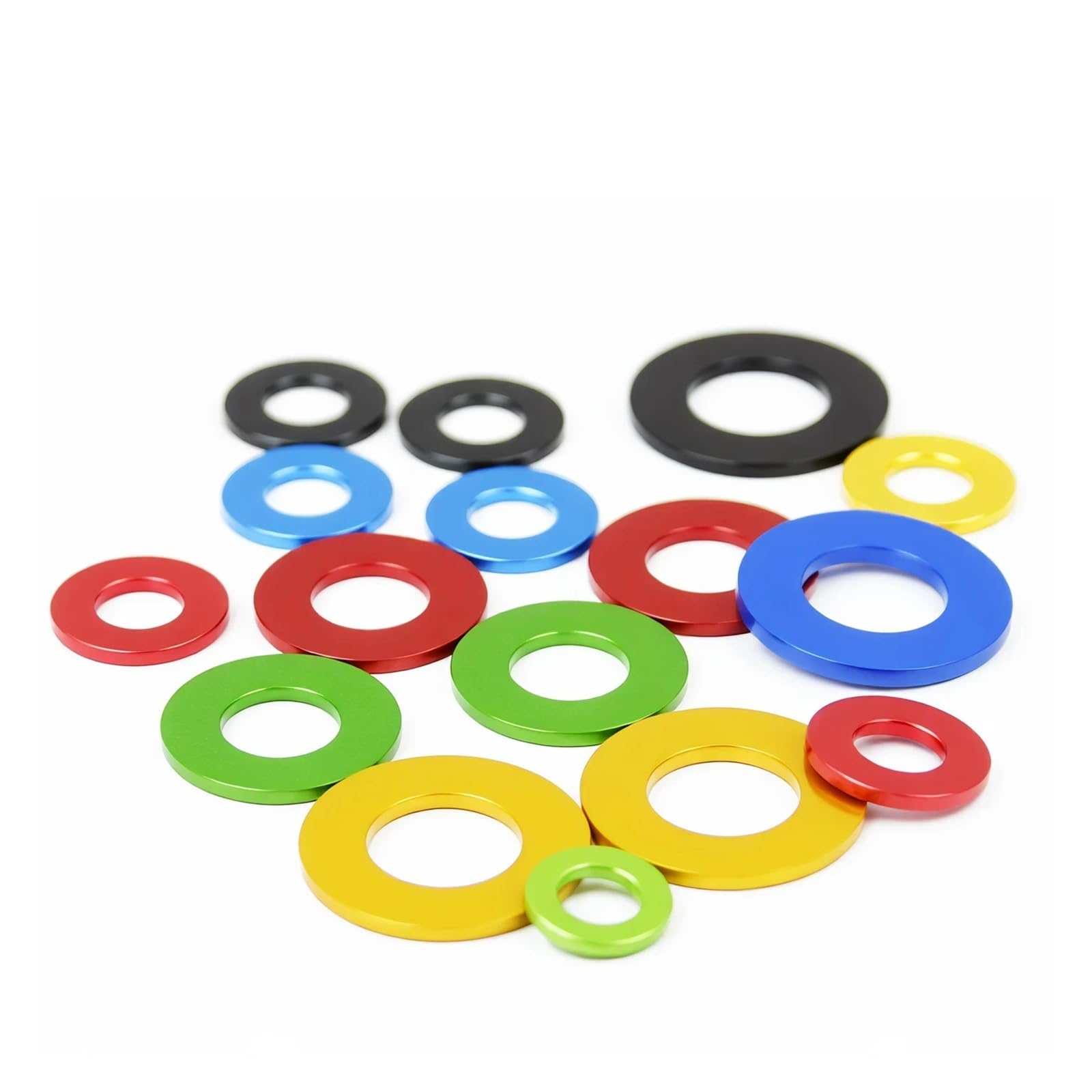 100 Stück Präzisions-Unterlegscheiben aus 7075-Aluminium – selbstgemachte, eloxierte Unterlegscheiben M3/M4/M5/M6/M8/M10 for den Modellbau FüR Schrauben(Green,M3x6x1.0)