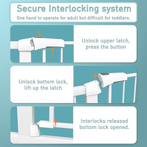 Miniatura 4 de Soporte extra alto para puerta de bebé, 38 pulgadas de alto, 76.38 a 79.13 pulgadas de ancho, extra largo a través de la puerta de mascotas para
