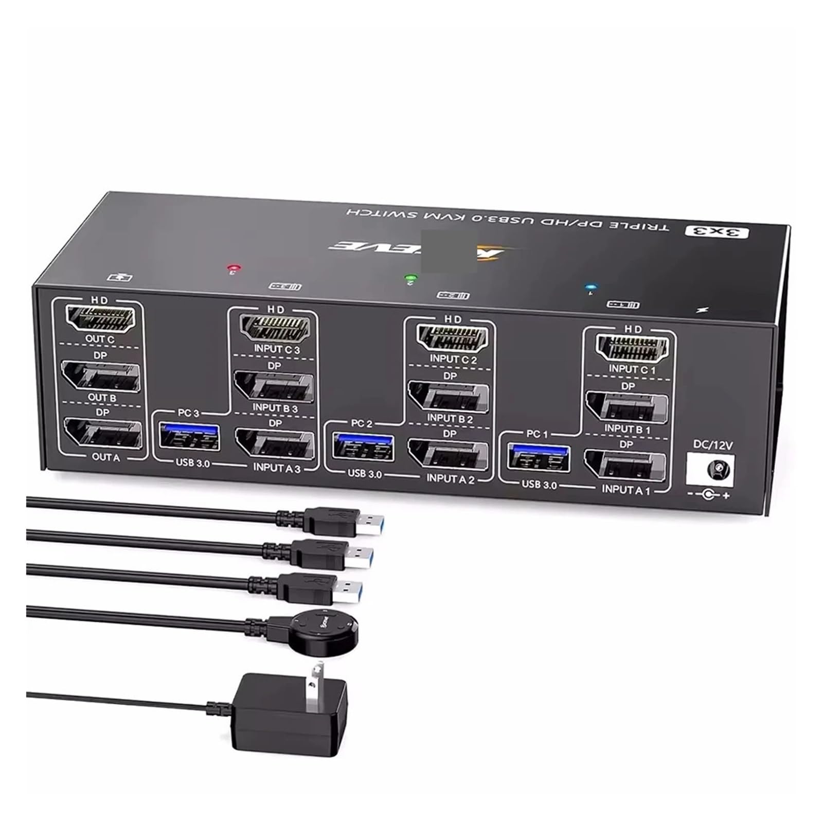 ​KVM Switch 3 Monitors 3 Computers 8K@60Hz 4K@144Hz, HDMI+2 Displayport KVM Switch Triple Monitor for 3 Computer Share 3 Monitor(US Plug)-image-36