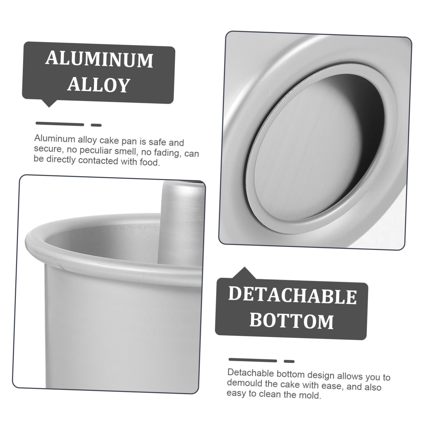 MOLUCKFU 1 Set High Grade Aluminum Alloy Round Cake Pan Nonstick Baking Mold with Removable Bottom for Easy Release Height for Home and Bakery Use