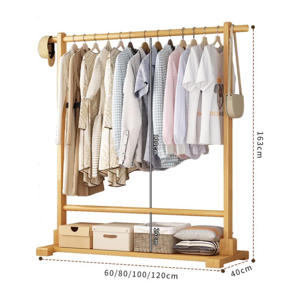 Appendiabiti in legno con ripiani - Abbigliamento portatile per camera da letto 120x40x163cm - &Armadio