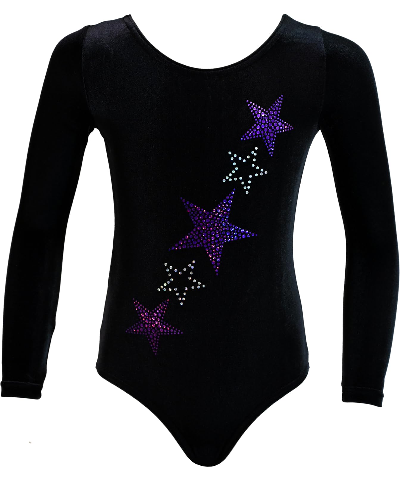 Justaucorps à manches longues - Justaucorps de gymnastique pour fille - En velours avec effet scintillant (plaquettes pailletées) pour la gymnastique et la gymnastique - Fabriqué en Allemagne