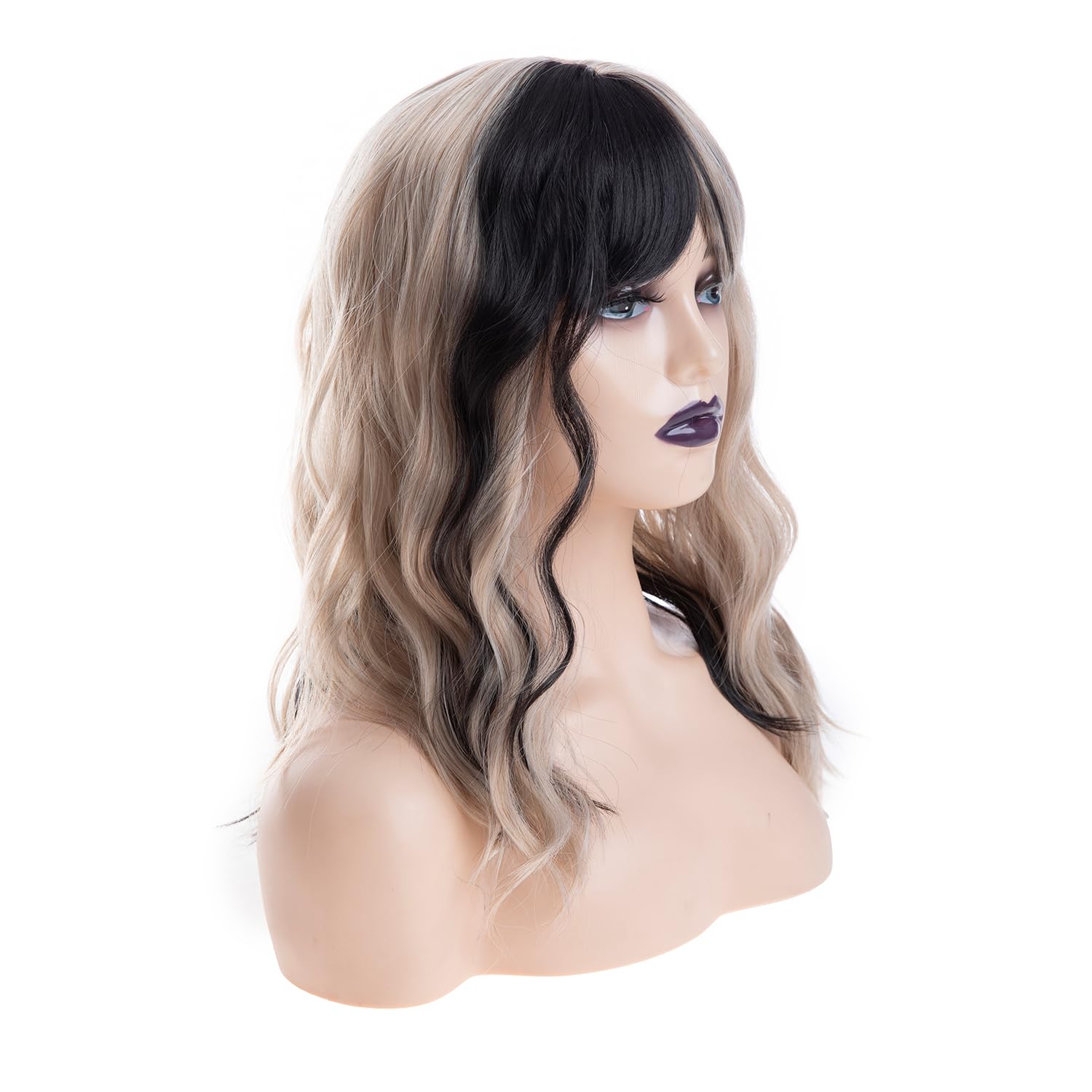 2 TONE BLONDE & BLACK CURLY Cosplay WIG *NWT* Amazon.com : MAGQOO Black and Blonde Wig for Women Girls  main image 2