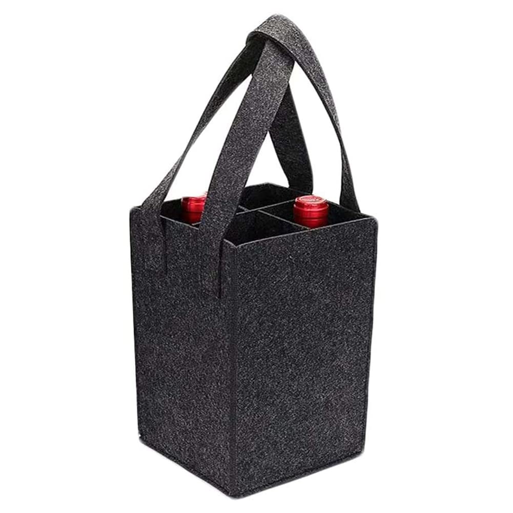 Borsa Portabottiglie Eurhomewit 2Pcs | In Feltro Con 6 Scomparti - Per Vino Da 1,5L (Nero) - Foto 2