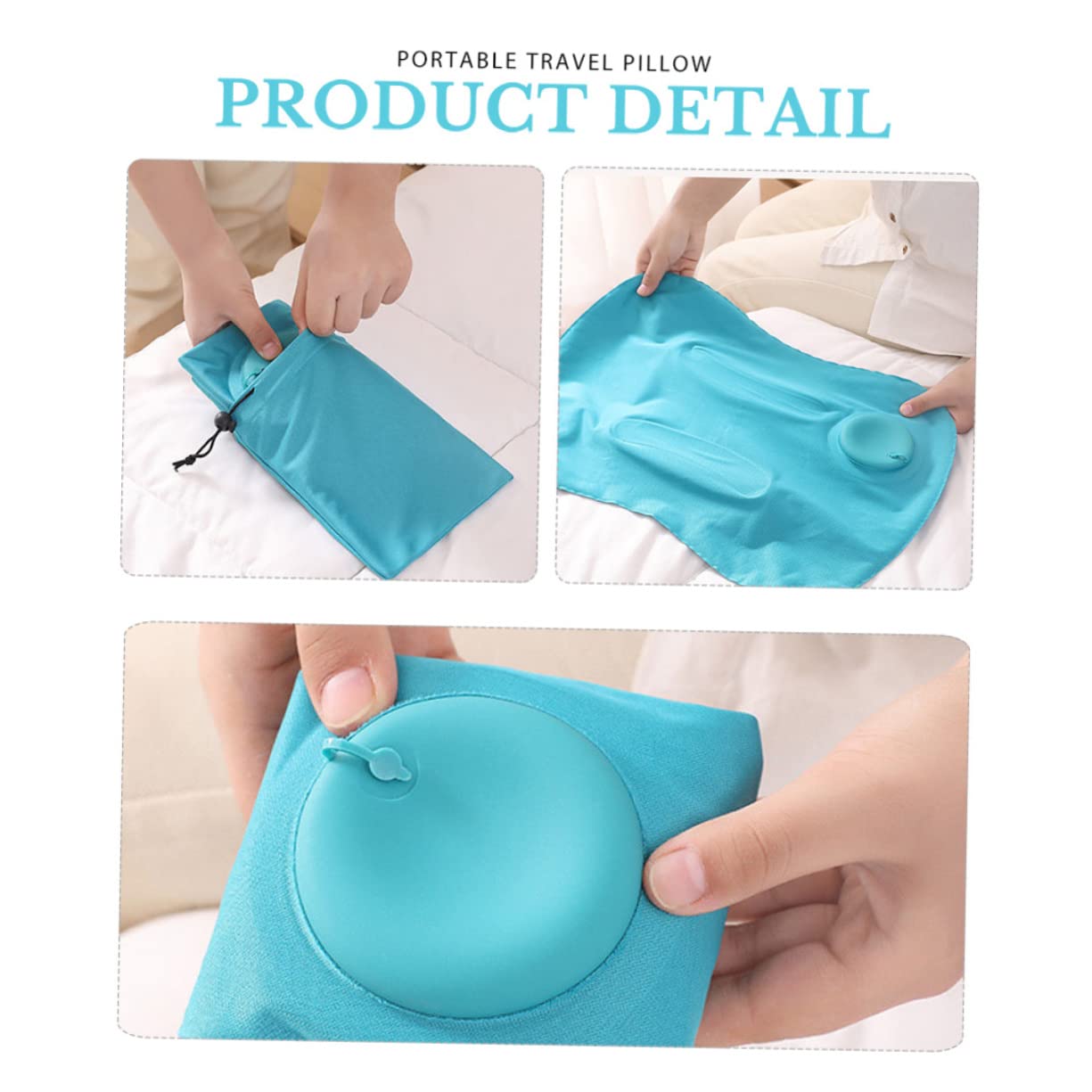 3pièces Coussin De Voyage Gonflable Oreiller Portable pour Camping Et Activités De Plein Pratique Et Confortable Pliable Et Facile à Transporter Couleur Vert