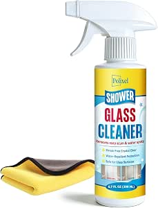 Shower Glass Cleaner – Hard Water Stain Remover & Soap Scum Remover for Shower Doors – Streak-Free Glass Cleaner Spray – For Bathroom Mirrors, Tiles & Glass – 6.8OZ
