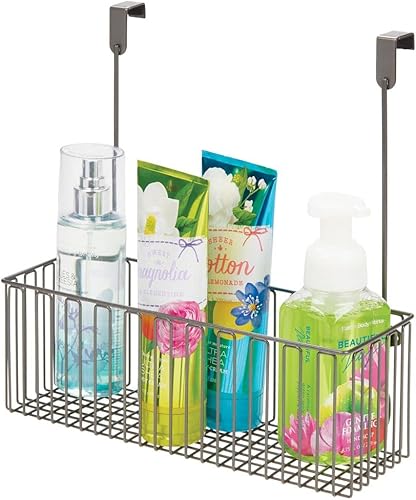 Miniatura 7 de MDesign - Organizador o cesta de metal para armario de baño, para colgar en las puertas del gabinete sostiene champú, acondicionador, gel de lavado
