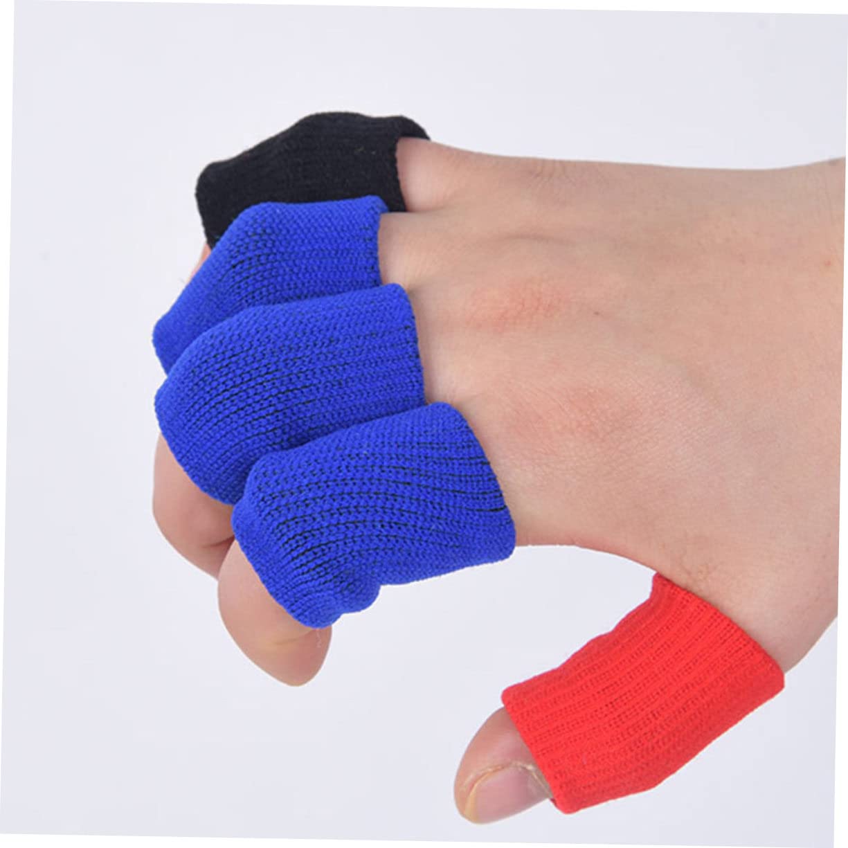 ibasenice 60pcs Nylon Finger Sleeves for Sports Breathable Flexible Protective Covers for Basketball Volleyball Badminton Black Red