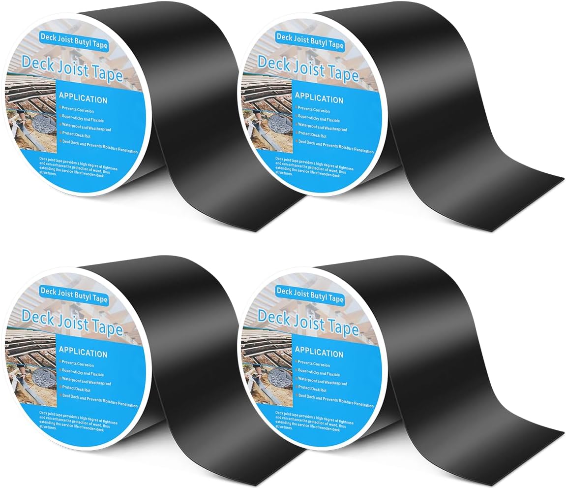 GCCSJ Butyl Joist Tape 6" x 50', 4 Pack - Waterproof, Anti-Corrosion Deck Tape for Protecting Joists
