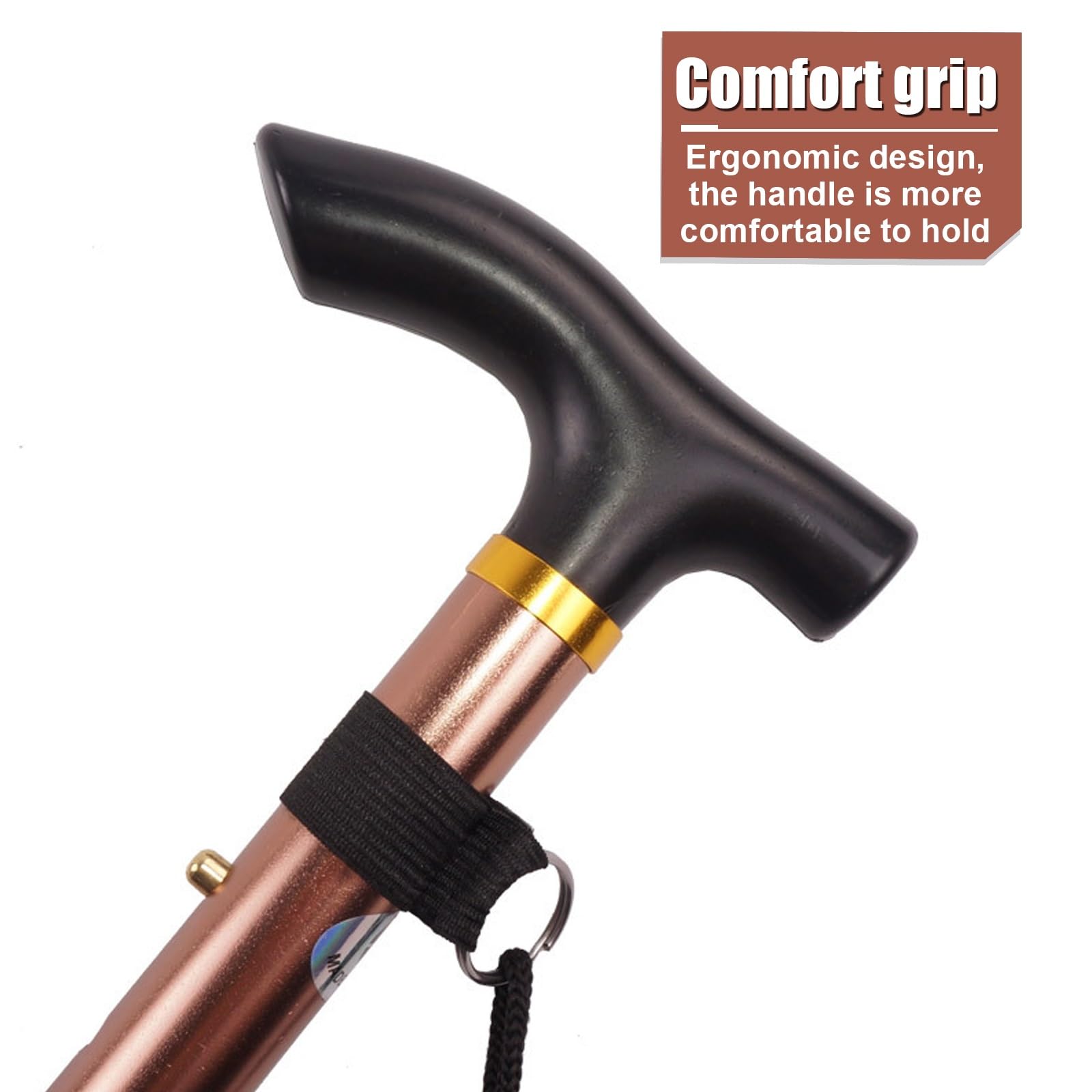 DELURA Baston, Muletas Adulto, Saldo BastóN de Paseo, Bastones para Mayores, Regulables Aluminio, BastóN con Luz para Hombres Y Mujeres (Color : Brown)
