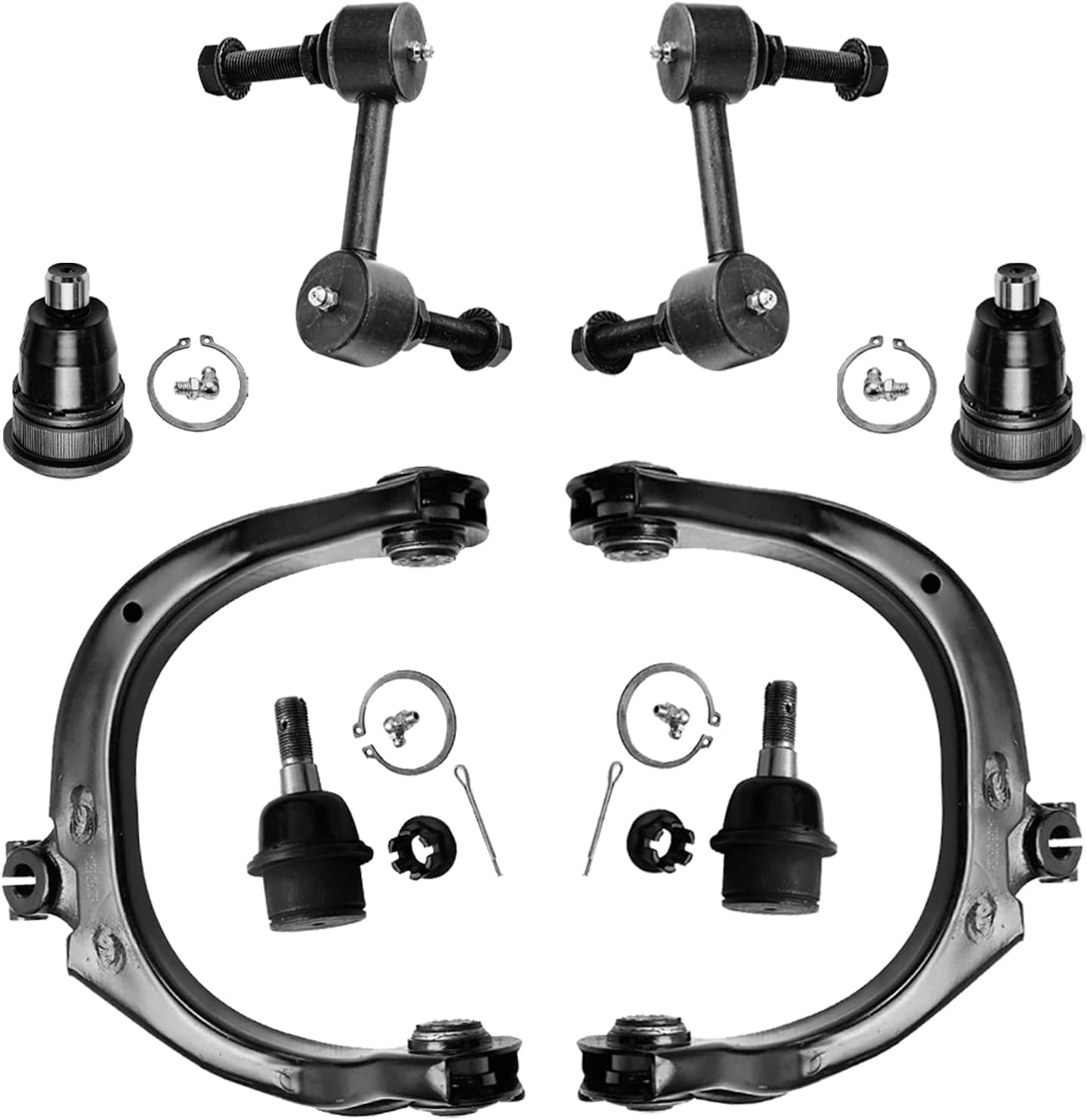 Detroit Axle 8pc Front Upper Control Arms, Upper and