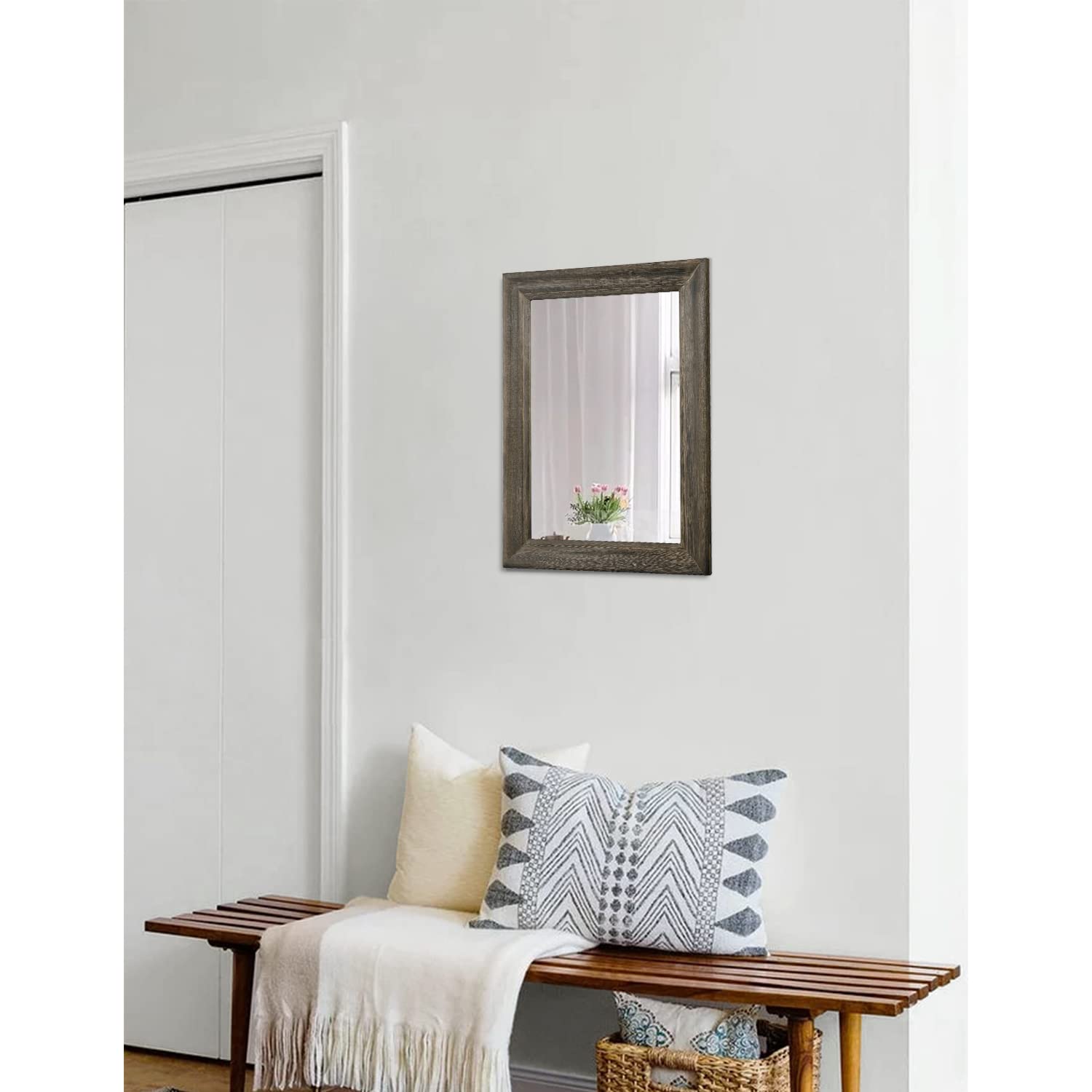 MWAZZLL Rustic Wall Mirror with Wood Frame Farmhouse Rectangle Mirrors for Wall Decorative Hanging Mirror for Bathroom Bedroom Vanity - Image 4