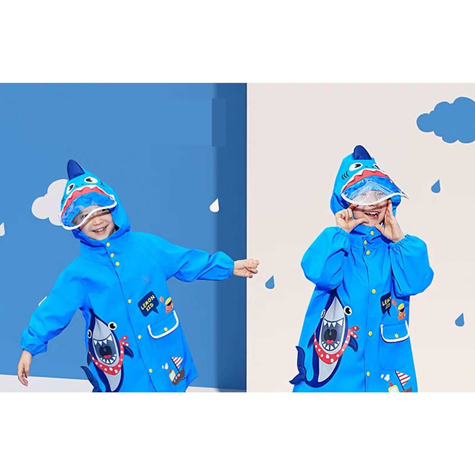 Fewlby Regenanzug Kinder, Regenjacke Einteilig Regenmantel mit Kapuze Regenponcho Jungen Mädchen Wasserdicht Regen Overall Outdoor Regenkleidung, S 1-3 Jahre