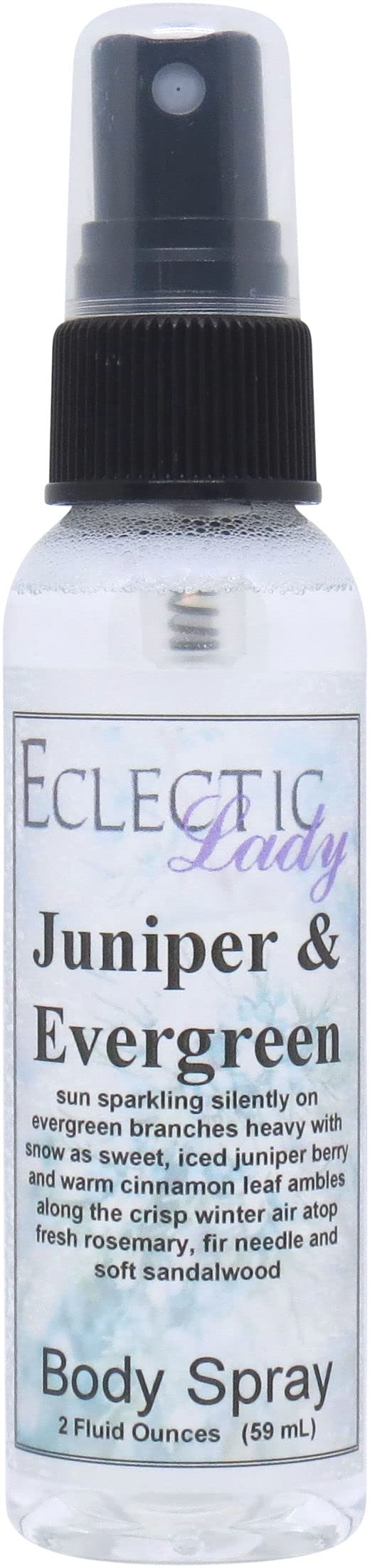 Eclectic Lady Juniper and Evergreen Body Spray, Double Strength, 4 ounces, Body Mist for Women with Clean, Light & Gentle Fragrance, Cologne with Soft, Subtle Aroma For Daily Use