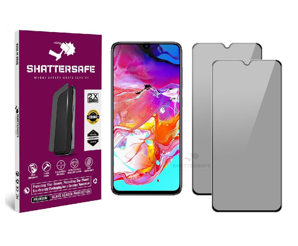 Image of Anti-Spy Privacy Tempered Glass For Samsung Galaxy A70 / A70s / A42 5G / M42 5G [Pack of 2]. Anti-Scratch, Edge-to-Edge Protection With Easy Installation Kit & Case Friendly Fit.