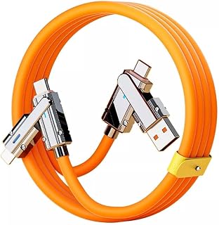 4-in-1 120W Fast Charging Cable USB-C USB-A, USB-C to USB-CPD Compatible Multi Device Charger Cord for iPhone 16/15/14/13, for Samsung Galaxy,for iPad, for MacBook, Android Phones