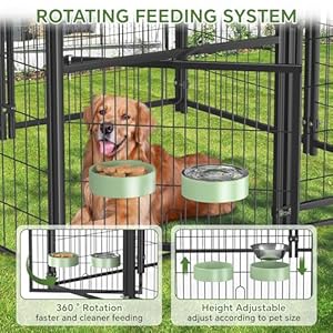 Mr IRONSTONE Large Dog Kennel Outdoor with Water-Resistant Roof Heavy Duty Outside Dog Kennel Pet Pens Dogs Run Enclosure with Rotating Feeder and Secure Lock (4'L x 4'W x 4.4'H) Mr IRONSTONE Large Dog Kennel Outdoor with Water Resistant Roof Heavy Duty Outside Dog Kennel Pet Pens Dogs Run Enclosure with Rotating Feeder and Secure Lock 4L x 4W x 44H
