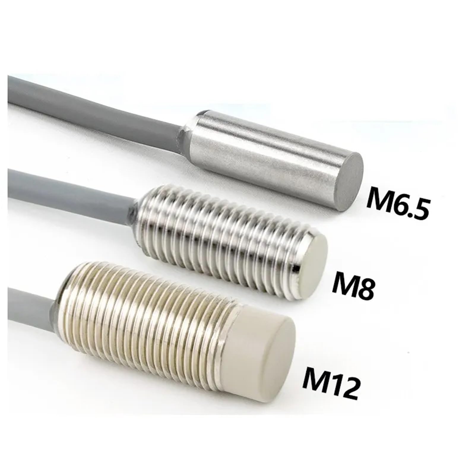 1 Uds M6.5 M8 M12 interruptor de proximidad con Sensor de Metal inductivo de acero inoxidable corto 3 cables 24V NO NC NPN PNP(M8 Flat head,1mm,PNP NO)