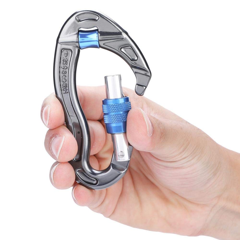 Set 2 Moschettoni A Vite In Acciaio 25kN Per Arrampicata - Apertura 19mm, Nero, Per Campeggio E Attrezzatura Animali - 3