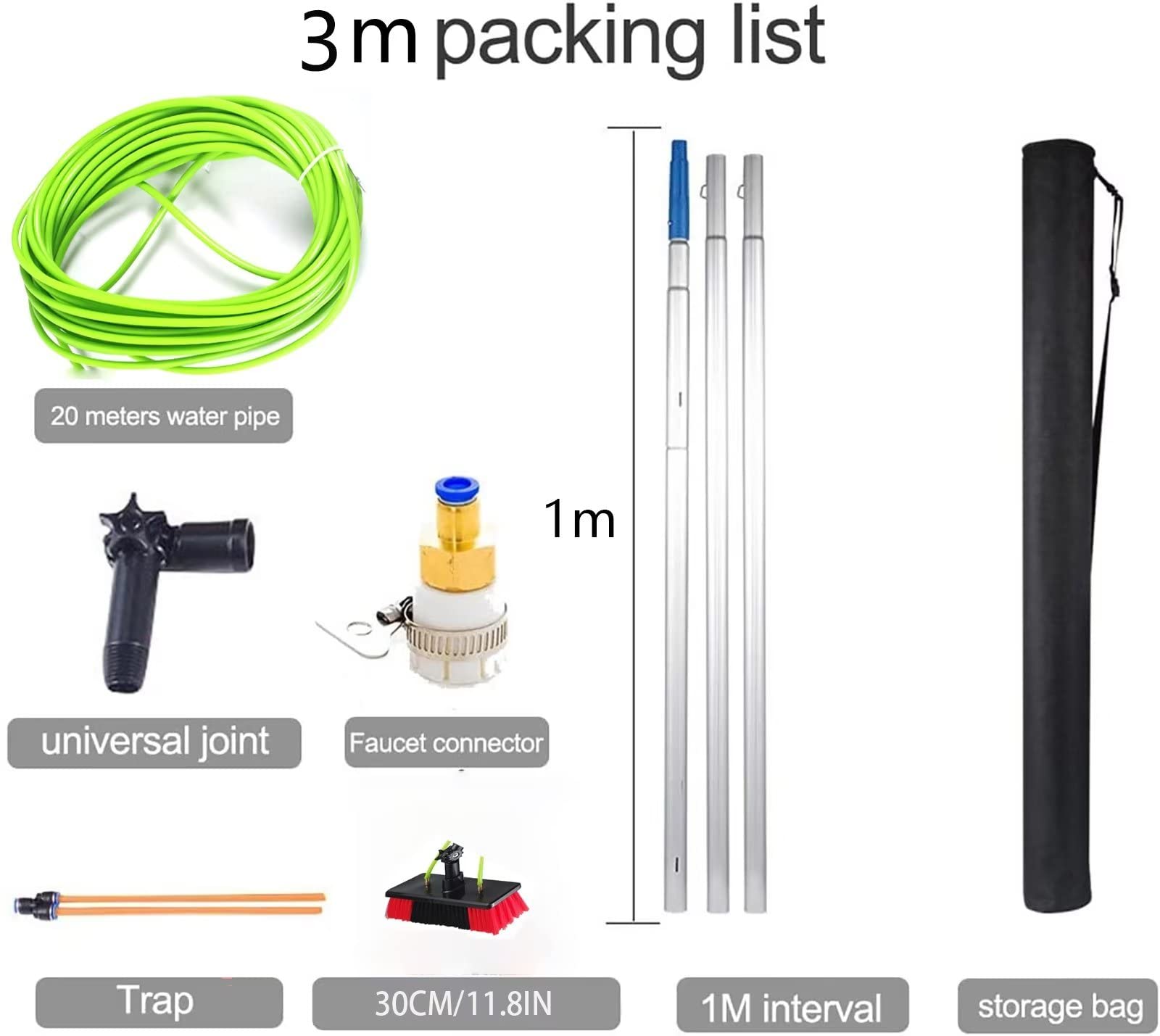 Limpiador de paneles solares extensible, cepillo de aluminio de 30 cm, herramienta de lavado de ventanas de Teles, cepillo de limpieza de paneles solares, alcance, eficaz y ligero, perfecto para el