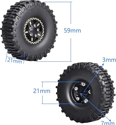 Miniatura 8 de Hobbypark Ruedas y neumáticos Beadlock de latón 1.0 para TRX4M actualizaciones Axial SCX24 124 RC Crawler piezas de repuesto, juego de 4 (tipo A)