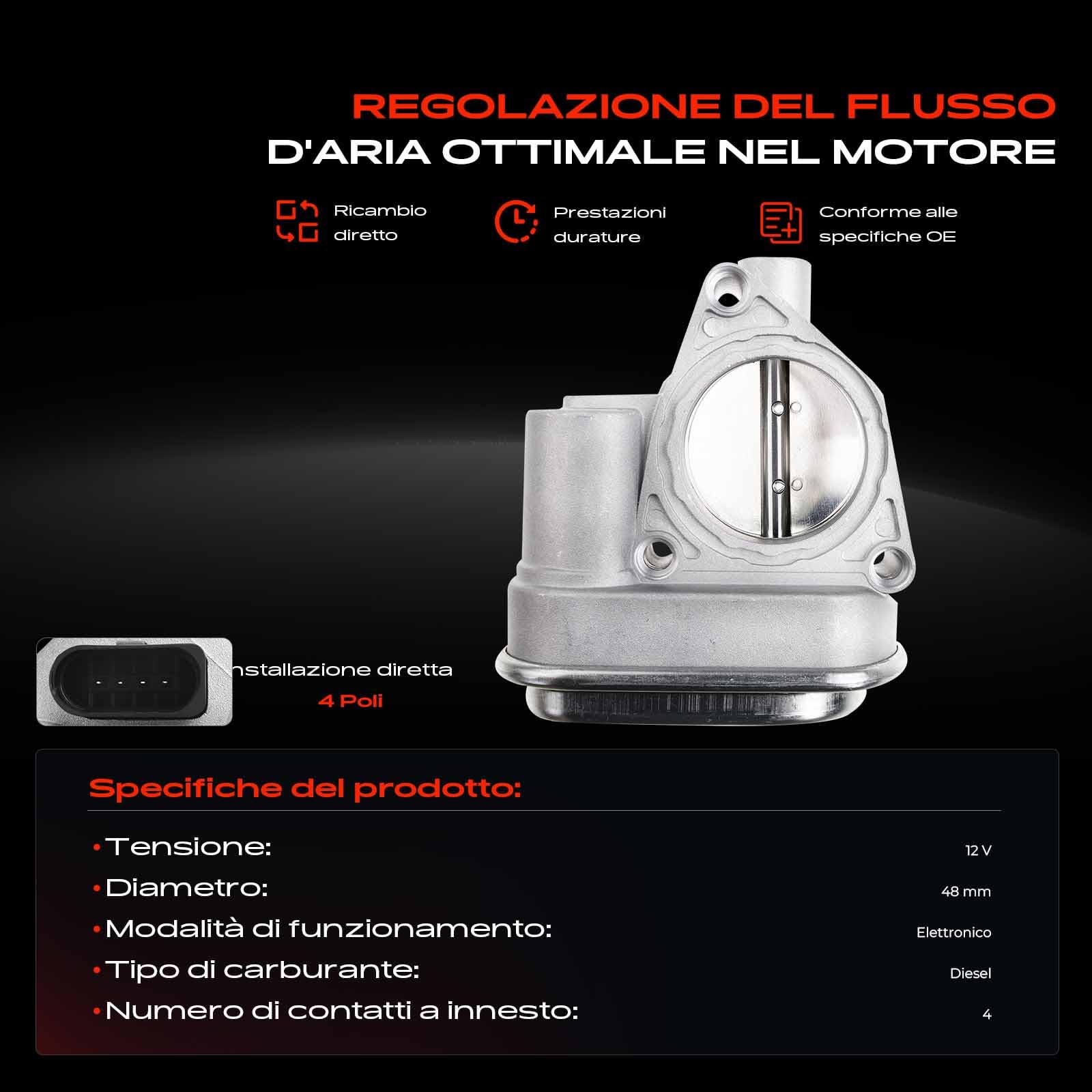 Frankberg Valvola dell'acceleratore Corpo dell'acceleratore per Golf IV V III New Beetle Diesel 1999-2013 038128063M