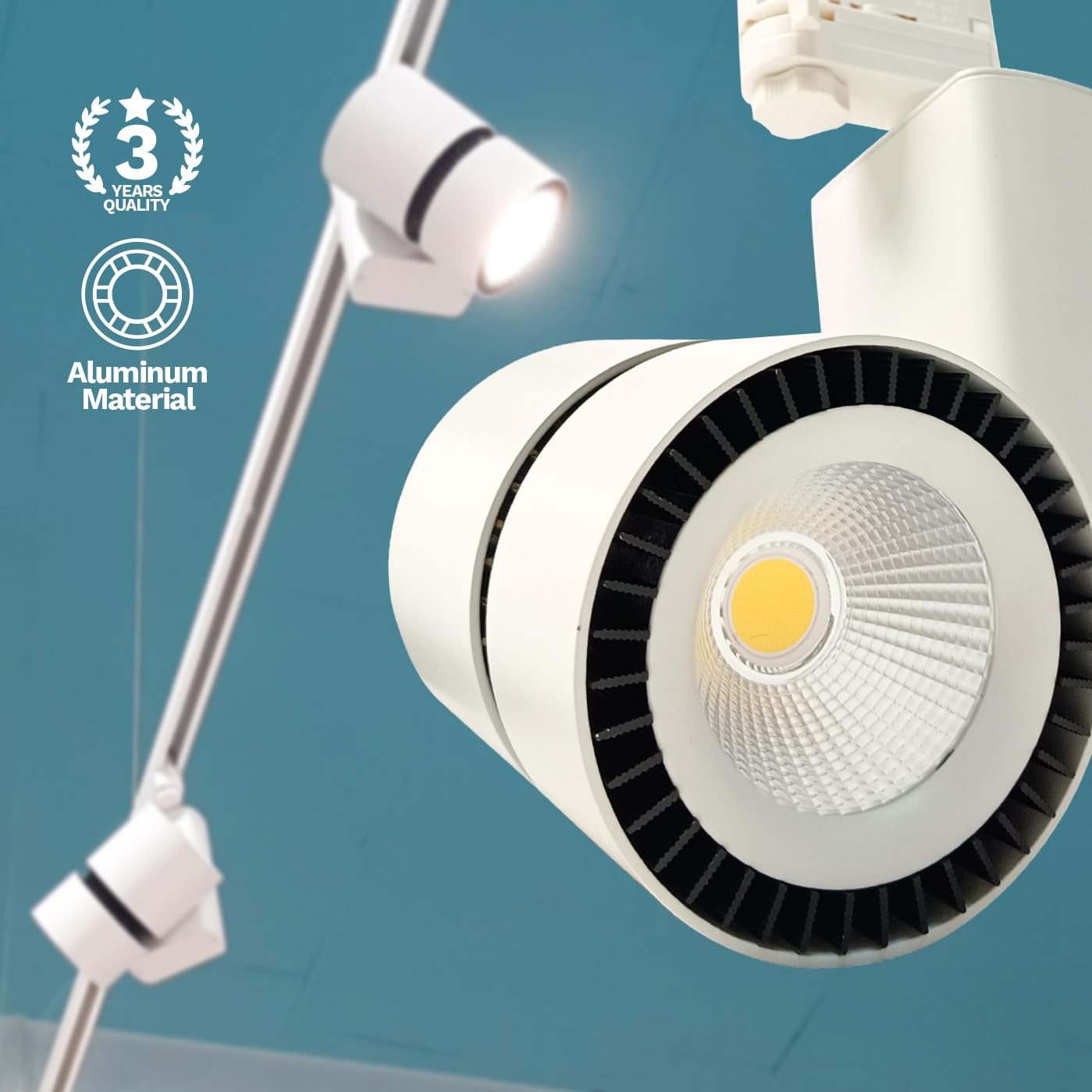 Foco de Carril LED COB Trifásico 42W Blanco – 5148 Lm – 4000 K – IP20 – Pack 2 Unidades