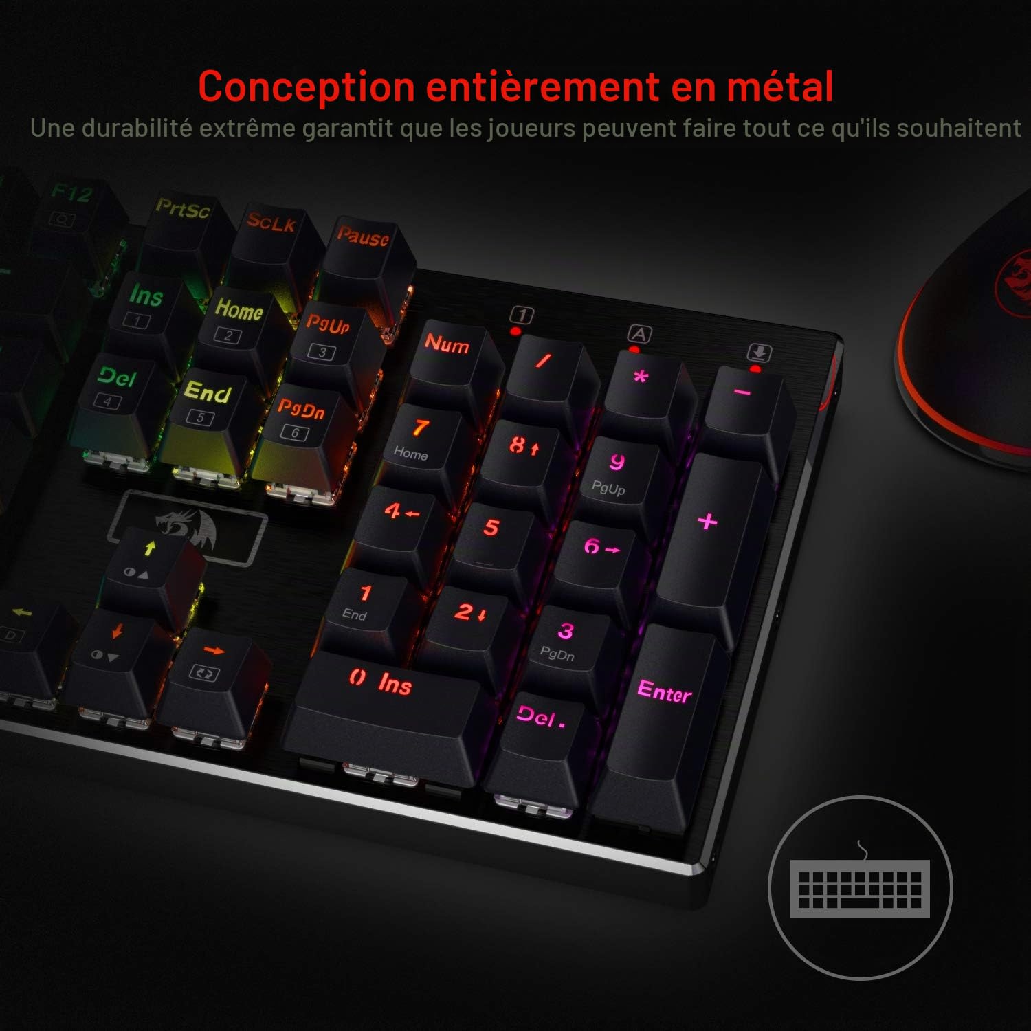 Redragon K556 Clavier Mécanique USB Rétroéclairé RGB 104 Touches US