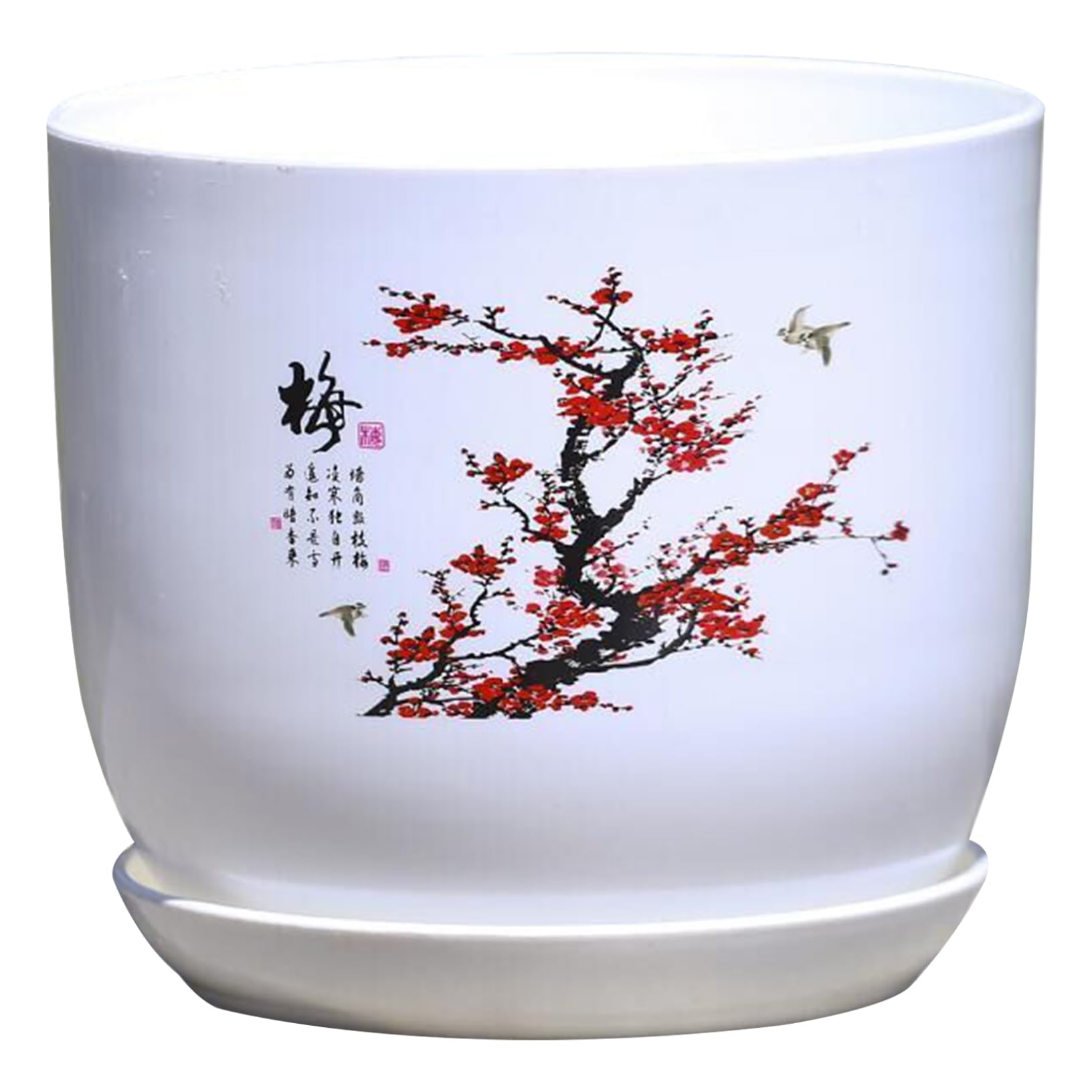Faroby Style 1 Planter For Indoor Plant, 8.7X7.9x5.9 Inch Chinese Resin Pot With Saucer Drainage Hole For Home Office