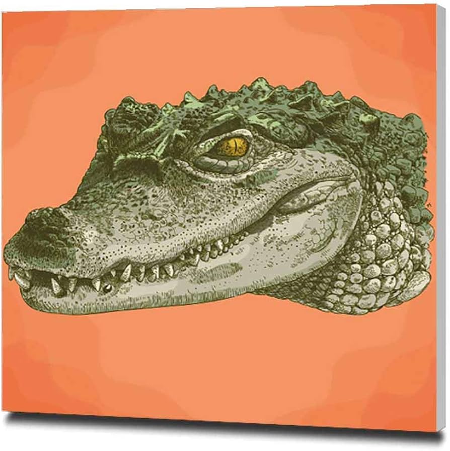 ワニ　油絵　モルタルと木材の額 ワニ 油絵 モルタルと木材の額 ワニ 油絵 モルタルと木材の額