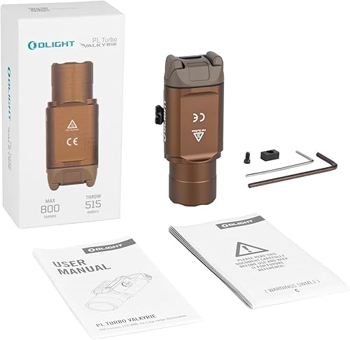 Miniatura 9 de OLIGHT PL Turbo Weaponlight, 800 lúmenes, 1,689.6 ft de largo alcance, linterna táctica de largo alcance, 66,300 luz montada en riel de alta candela