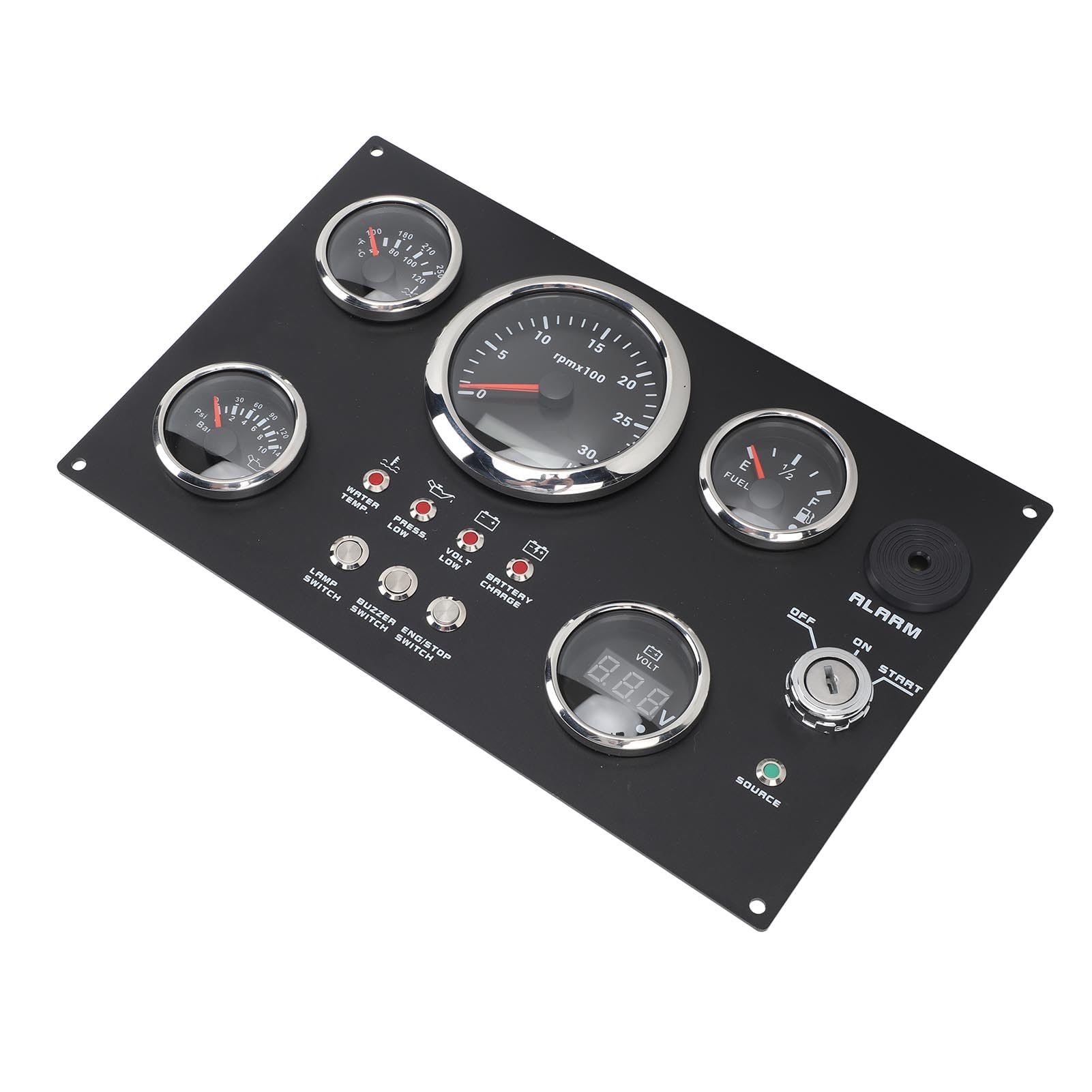 aqxreight Set di Indicatori per Quadro Strumenti da 85 Mm, 24 V, da 0 a 3.000 Giri/min, Temperatura Dell'acqua, Livello Dell'olio, Chiave per la Pressione Dell'olio, Barca, Yacht (7 LED