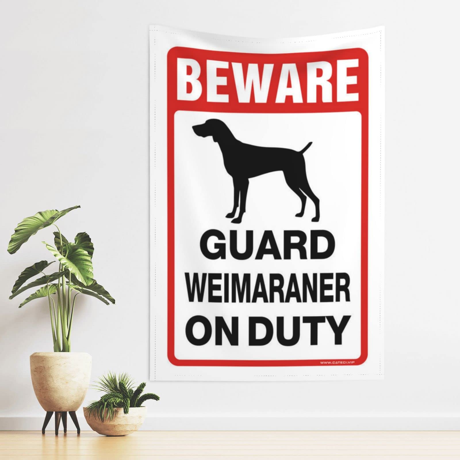 Dsocuiubos Beer Decor Beware! Guard Weimaraner On Duty Tapestry Beer Decorations for Man Cave Funny Patio Decor (Size : 75X100CM)