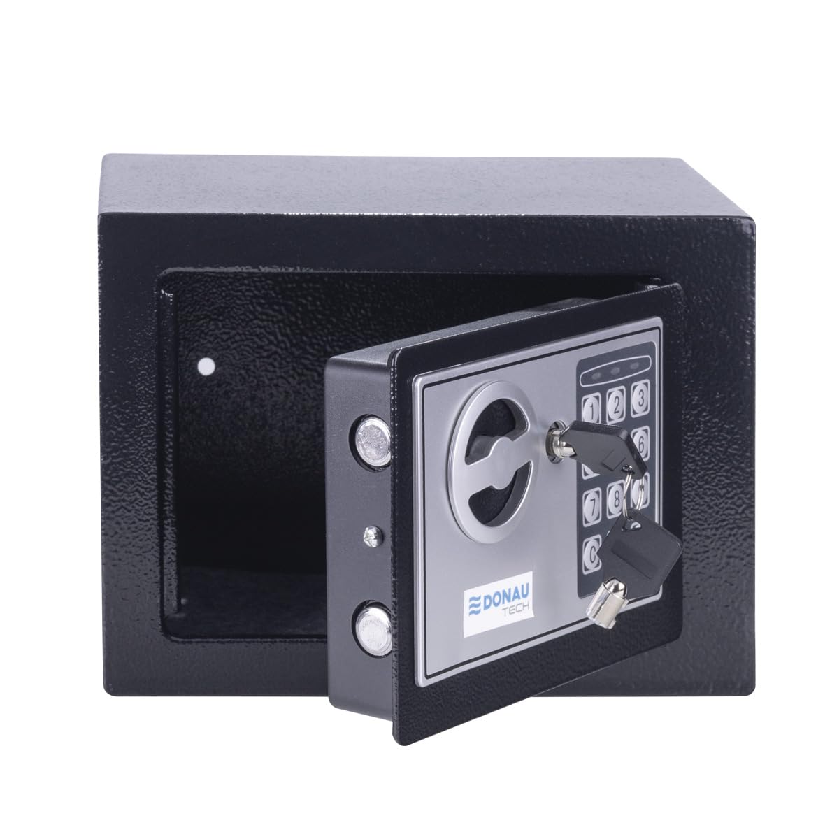 DONAU TECH Digitaler Mini Tresor 4,6L / 23 x 17 x 17 cm/Manuell-digitaler Elektronischer Safe Klein Möbeltresor/mit Digitaler Passwort & 2 Sicherheitsschlüssel Tresor/Schwarz